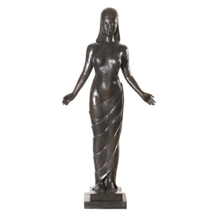 Metropolitan Galleries Bronze Lady with Cloth Drape Statue Perigold